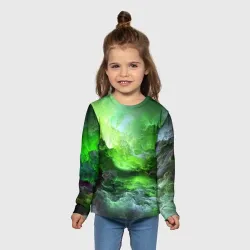 Детский лонгслив 3D Green space зелёный космос - фото 5