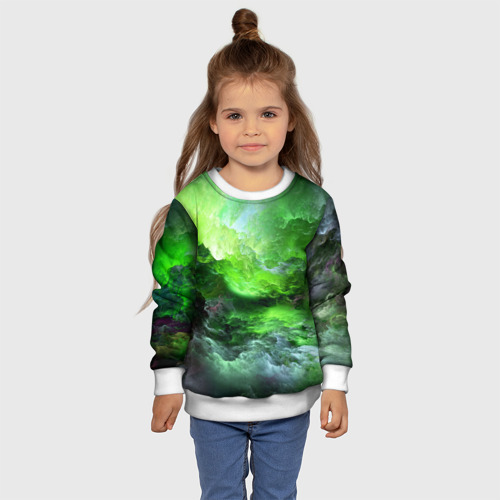 Детский свитшот 3D Green space зелёный космос, цвет 3D печать - фото 7