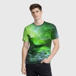 Мужская футболка 3D Green space зелёный космос - фото 2