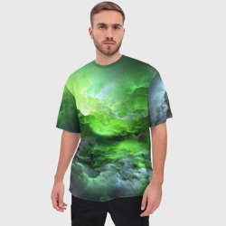 Мужская футболка oversize 3D Green space зелёный космос - фото 2