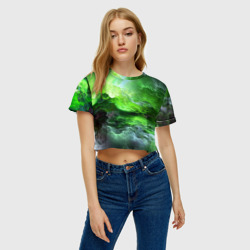 Женская футболка Crop-top 3D Green space зелёный космос - фото 2