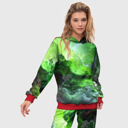 Женский костюм с толстовкой 3D Green space зелёный космос - фото 2