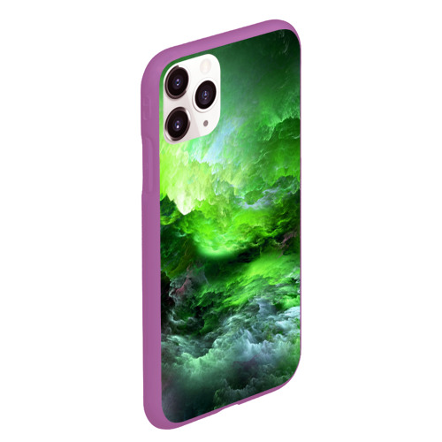 Чехол для iPhone 11 Pro Max матовый Green space зелёный космос, цвет фиолетовый - фото 3