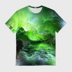 Мужская футболка 3D Green space зелёный космос