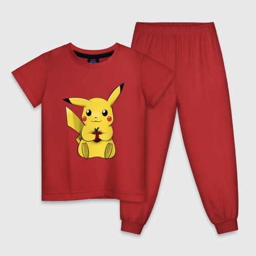 Детская пижама хлопок Пикачу, цвет красный