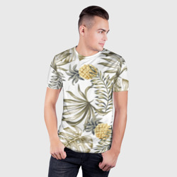 Мужская футболка 3D Slim Тропики хаки - фото 2