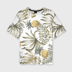 Женская футболка oversize 3D Тропики хаки