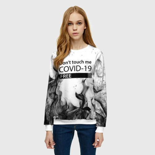 Женский свитшот 3D Covid-19 don`t touch me, цвет 3D печать - фото 3