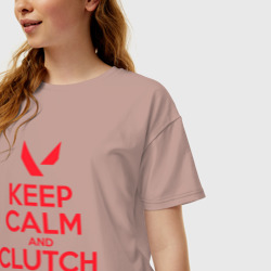 Женская футболка хлопок Oversize Keep calm clutch - фото 2