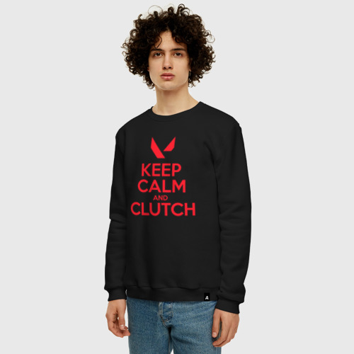 Мужской свитшот хлопок Keep calm clutch, цвет черный - фото 3