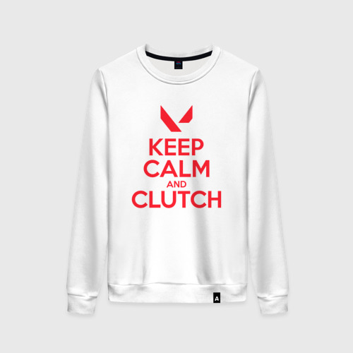 Женский свитшот хлопок Keep calm clutch, цвет белый