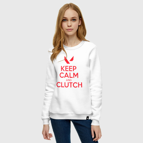 Женский свитшот хлопок Keep calm clutch, цвет белый - фото 3