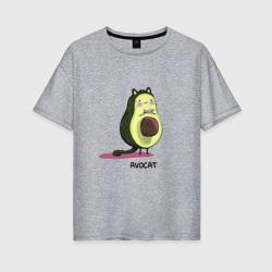Женская футболка хлопок Oversize Авокадо кот - авокот