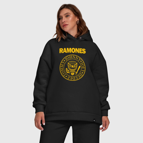 Женский костюм хлопок Oversize Ramones, цвет черный - фото 5