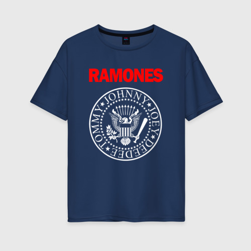 Женская футболка из хлопка оверсайз с принтом Ramones, вид спереди №1