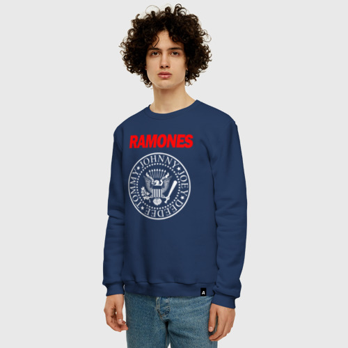 Мужской свитшот хлопок Ramones, цвет темно-синий - фото 3