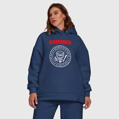 Женский костюм хлопок Oversize Ramones, цвет темно-синий - фото 5