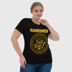 Футболка с принтом Ramones для женщины, вид на модели спереди №4. Цвет основы: белый