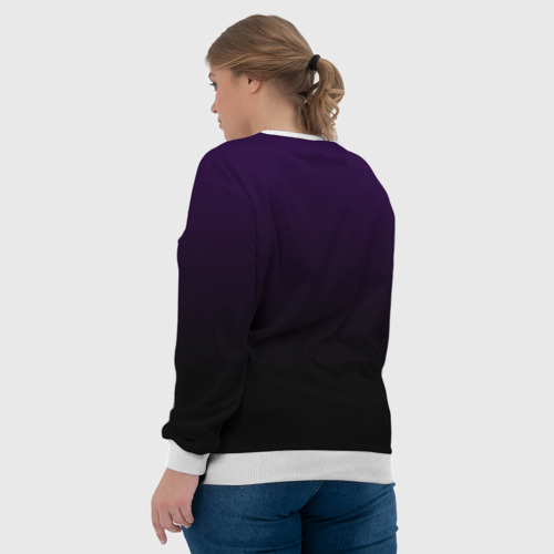 Женский свитшот 3D Черный кот на фиолетовом фоне, цвет 3D печать - фото 7
