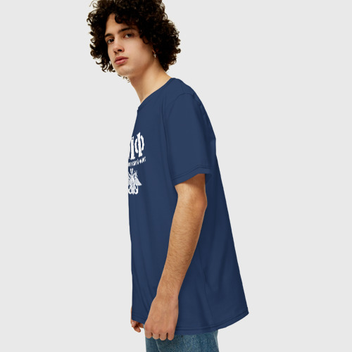 Мужская футболка хлопок Oversize ВМФ, цвет темно-синий - фото 5