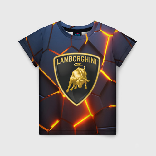 Детская футболка с принтом Lamborghini Ламборгини, вид спереди №1