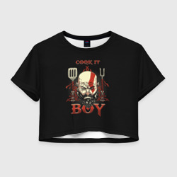 Женская футболка Crop-top 3D God of War. Cook it Boy