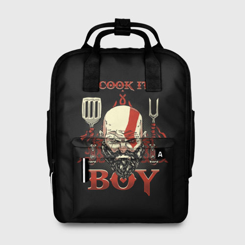 Женский рюкзак 3D с принтом God of War Cook it Boy, вид спереди #2
