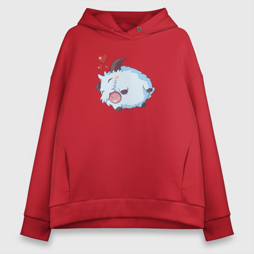 Женское худи Oversize хлопок League of Legends. Poro, цвет красный