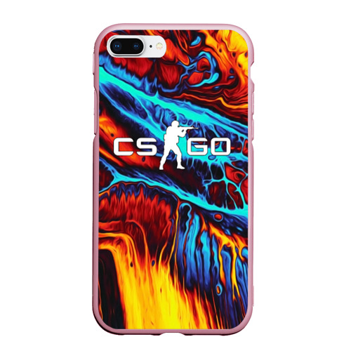 Чехол для iPhone 7Plus/8 Plus матовый CS GO stripes flame КС Го пламя, цвет розовый