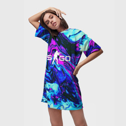 Платье-футболка 3D CS GO neon КС Го неон - фото 2