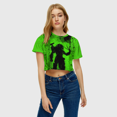 Женская футболка Crop-top 3D Predator, цвет 3D печать - фото 3