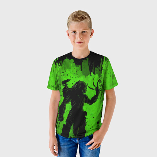 Детская футболка 3D с принтом Predator, фото на моделе #1
