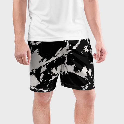 Мужские шорты спортивные Черный на сером, цвет 3D печать - фото 3