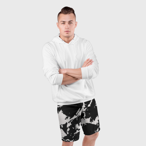 Мужские шорты спортивные Черный на сером, цвет 3D печать - фото 5