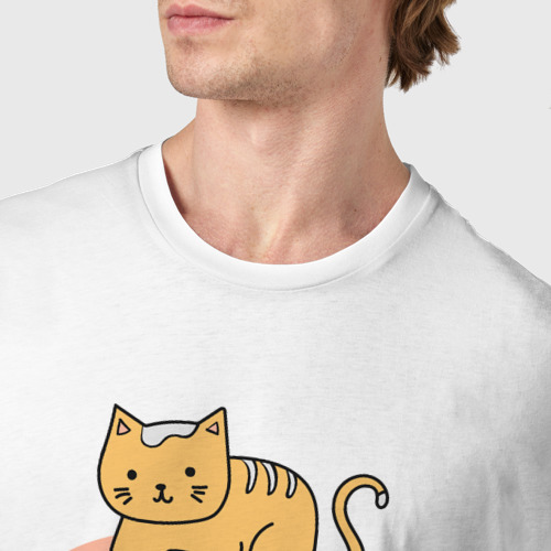 Мужская футболка хлопок Ван Гог автопортрет с котом, цвет белый - фото 6