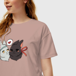 Женская футболка хлопок Oversize Кролики Вэй и Лань - фото 2