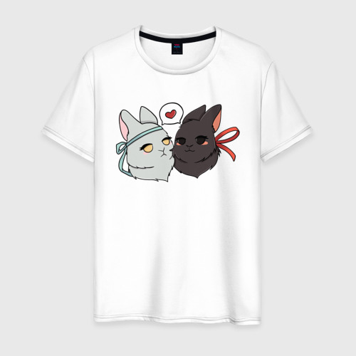 Мужская футболка из хлопка с принтом Кролики Вэй и Лань, вид спереди №1
