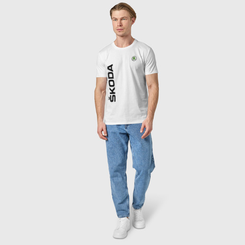 Мужская футболка хлопок Skoda, цвет белый - фото 5