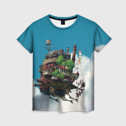 Женская футболка 3D Ходячий замок в облаках