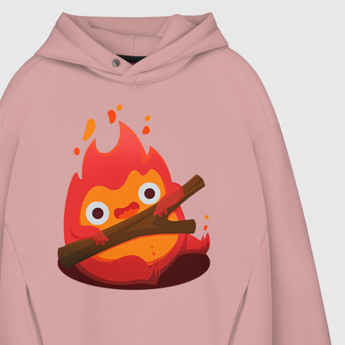 Мужское худи Oversize хлопок Calcifer, цвет пыльно-розовый - фото 4