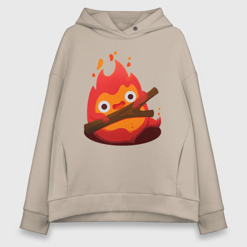 Женское худи Oversize хлопок Calcifer, цвет миндальный