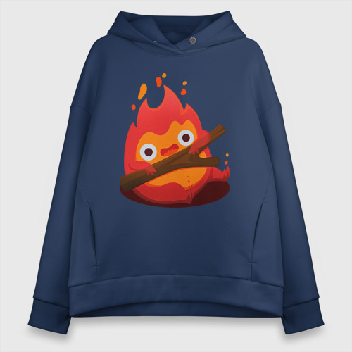 Женское худи Oversize хлопок Calcifer, цвет темно-синий