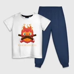 Детская пижама с белой футболкой My heart burns
