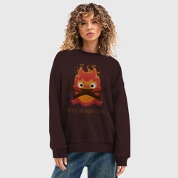 Женский свитшот oversize без начеса хлопок My heart burns - фото 2