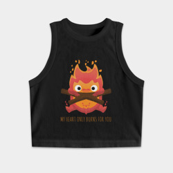 Женская укороченная майка-топ хлопок My heart burns