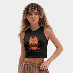 Женская укороченная майка-топ хлопок My heart burns - фото 2