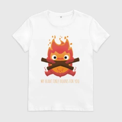 Женская футболка хлопок My heart burns