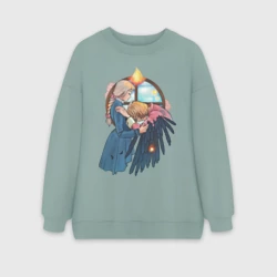 Женский свитшот oversize без начеса хлопок Хаул и Софи