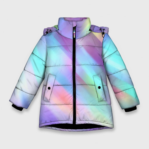 Зимняя куртка для девочек 3D Градиент, цвет черный