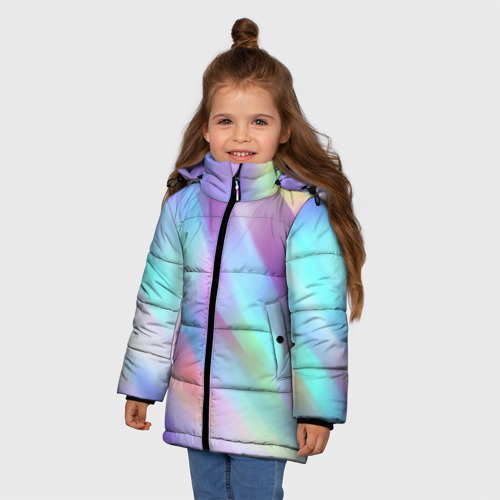 Зимняя куртка для девочек 3D Градиент, цвет черный - фото 3